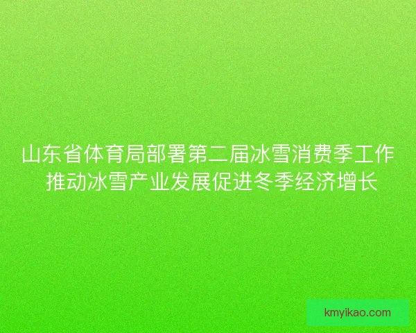 山东省体育局部署第二届冰雪消费季工作 推动冰雪产业发展促进冬季经济增长
